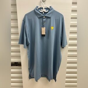 Peter Millar Steel Blue Polo with Presidents Cup Embroidery